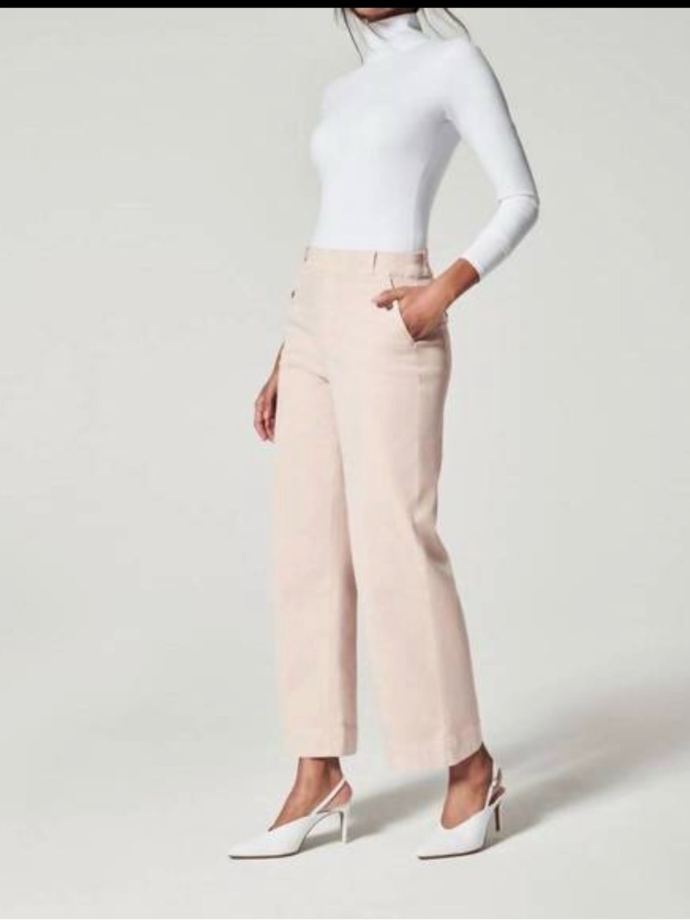 SPANX Stretch Twill Cropped Wide Leg Pants – Pink – Size Small